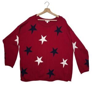Belle Beach by Kim Gravel Seaside Knit Sweater Top Red Stars A501215 USA